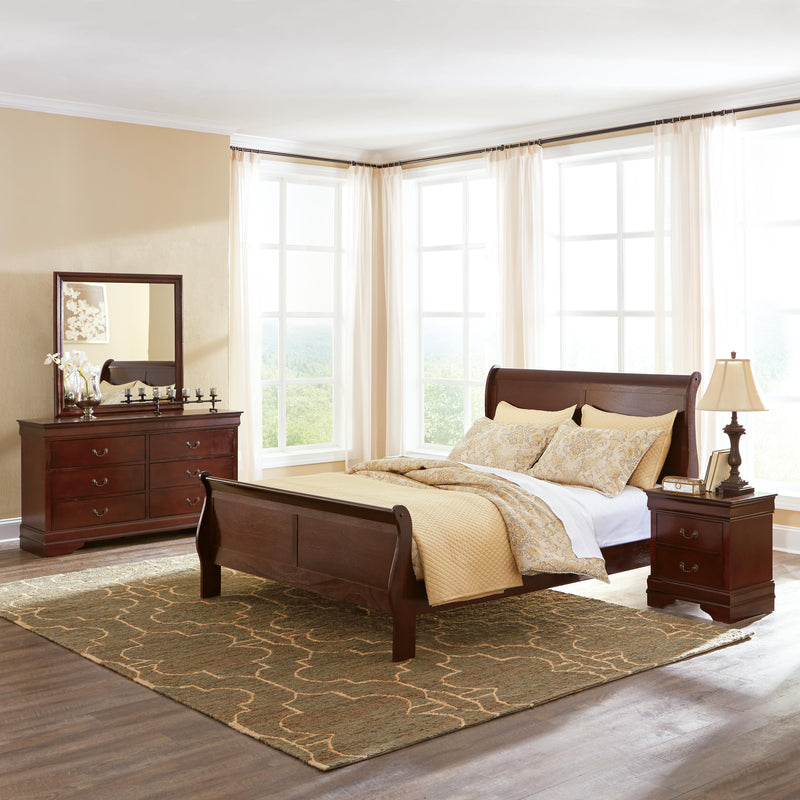 Alisdair Queen Sleigh Bed with Mattress in Reddish Brown - PKG000504