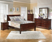 Alisdair Reddish Brown Queen Sleigh Bed, Dresser and Chest - B376B28