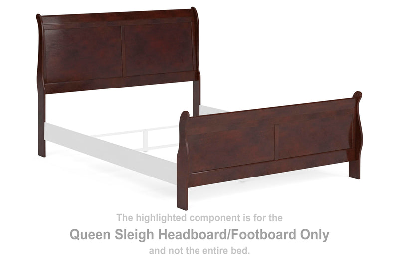 Alisdair Reddish Brown Queen Sleigh Bed, Dresser and Chest - B376B28