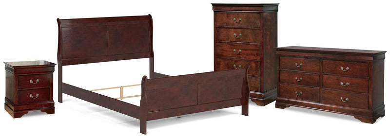 Alisdair Reddish Brown Queen Sleigh Bed, Dresser, Mirror, 2 Chests and 2 Nightstands - B376B29
