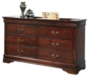 Alisdair Reddish Brown Twin Sleigh Bed, 2 Dressers, Mirror and Nightstand - B376B33