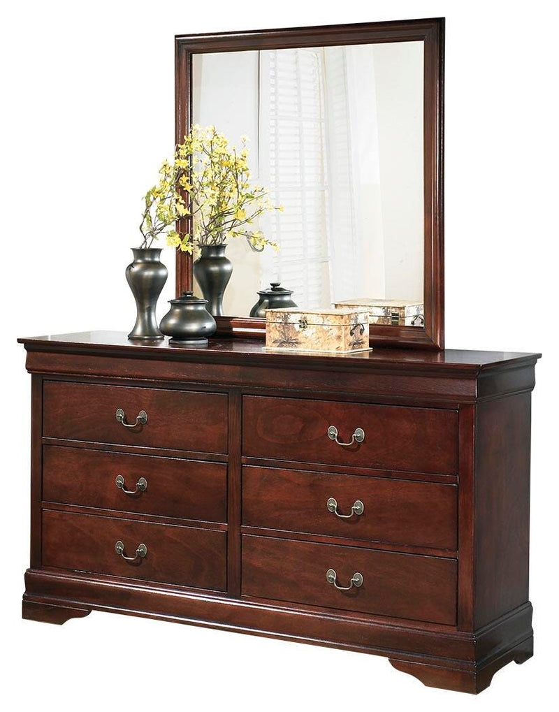 Alisdair Reddish Brown Twin Sleigh Bed, 2 Dressers, Mirror and Nightstand - B376B33
