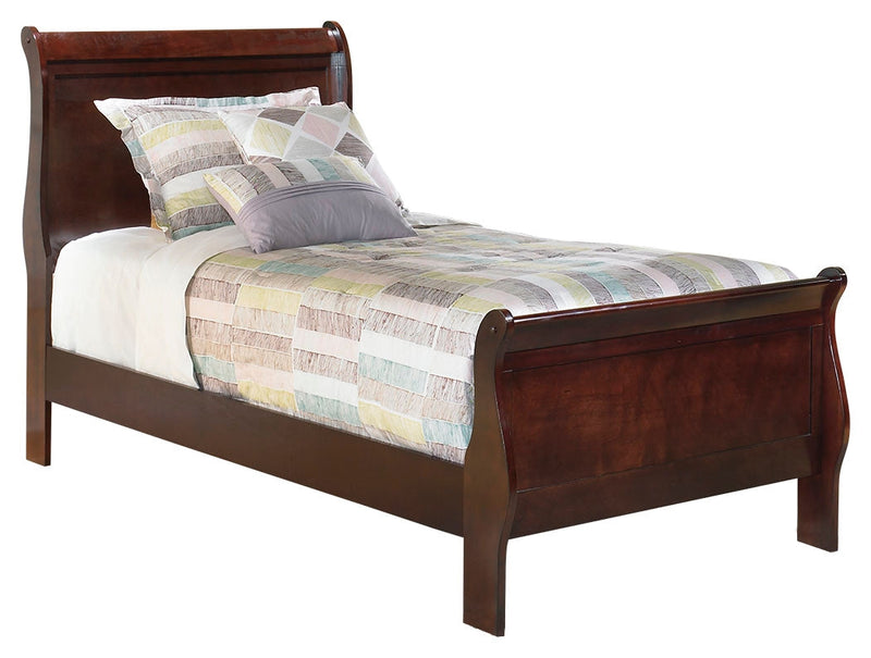 Alisdair Twin Sleigh Bed with 2 Nightstands in Reddish Brown - PKG000508