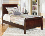 Alisdair Twin Sleigh Bed with 2 Nightstands in Reddish Brown - PKG000508