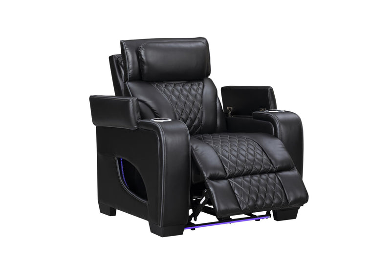 All Star - Black Power Recliner with Power Headrest, Storage Armrest, LED Light, Cup Holder, USB - Type C Charger, Zero Gravity - L660-R