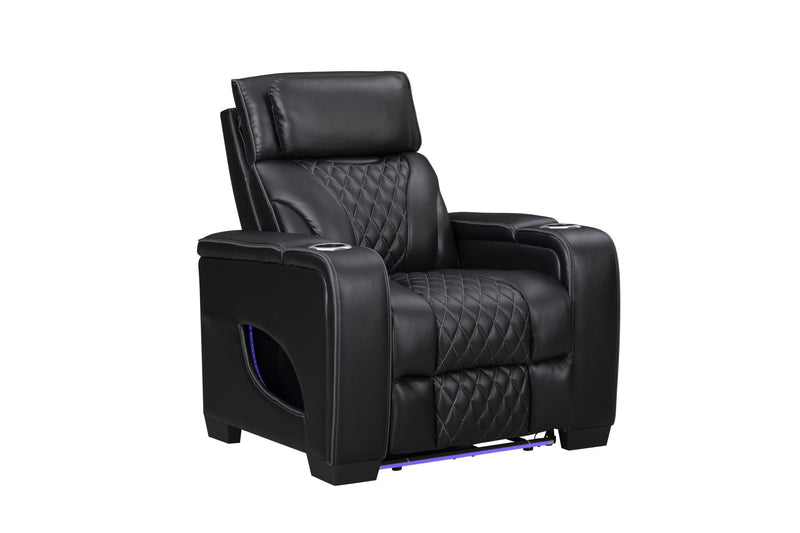 All Star - Black Power Recliner with Power Headrest, Storage Armrest, LED Light, Cup Holder, USB - Type C Charger, Zero Gravity - L660-R