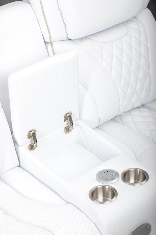 All Star - White Power Recliner with Power Headrest, Console, Bluetooth Speaker. Storage Armrest, Tube LED, Cup Holder, USB - Type C Charger, Zero Gravity - L663-L