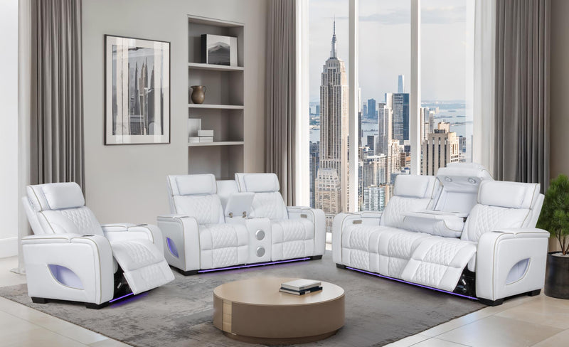 All Star - White Power Reclining, Power Headrest, Drop-Down Table, Wireless Charger, Console, Bluetooth Speaker, Tube LED, Cup Holder, Reading Light, USB - Type C Charger, Zero Gravity - L663-SLR