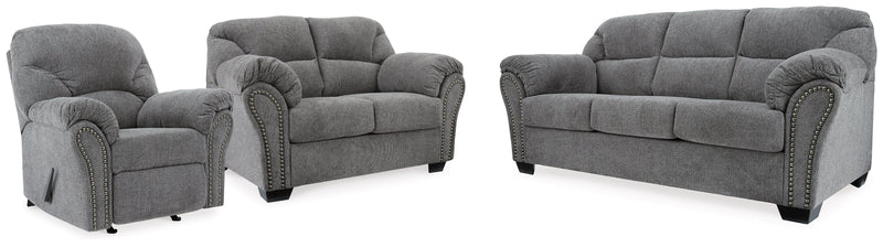 Allmaxx Sofa, Loveseat and Recliner in Pewter - PKG002322