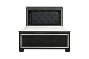 Allura Black LED Queen Panel Bed - Gate FurnitureQueen Bed
