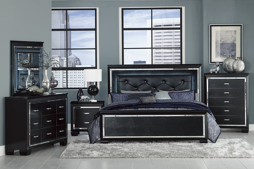 Allura Black LED Upholstered Panel Bedroom Set - Gate FurnitureBedroom Set