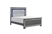 Allura Gray LED King Panel Bed - Gate FurnitureKing Bed