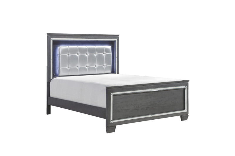 Allura Gray LED King Panel Bed - Gate FurnitureKing Bed