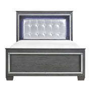 Allura Gray LED Queen Panel Bed - Gate FurnitureQueen Bed