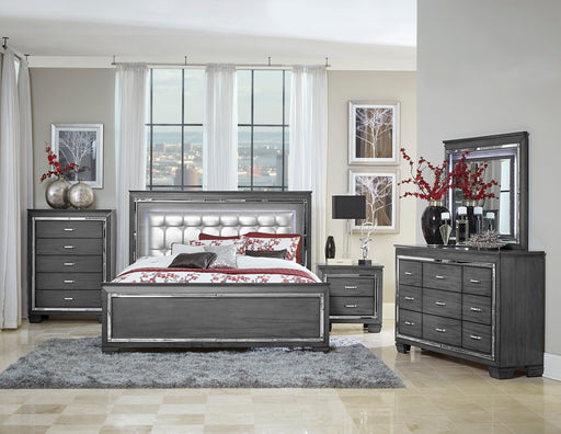 Allura Gray LED Upholstered Panel Bedroom Set - Gate FurnitureBedroom Set