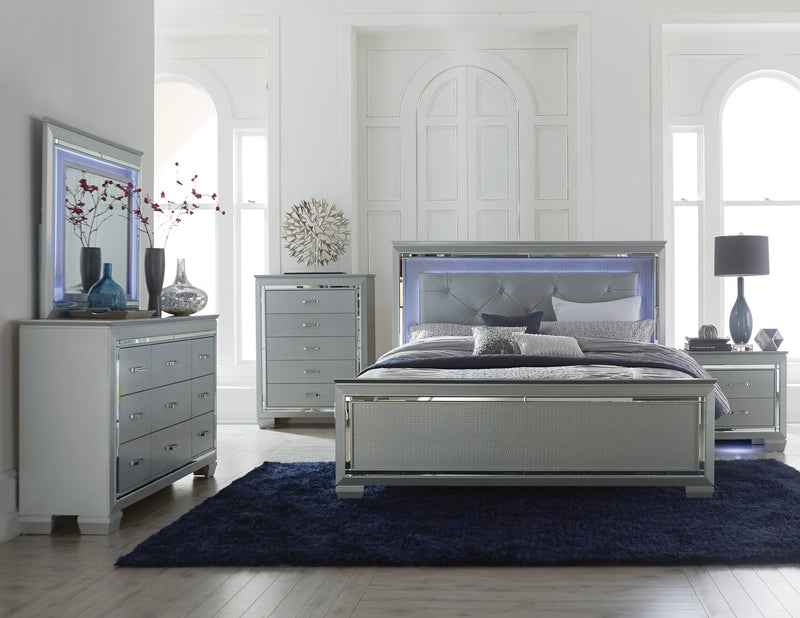 Allura Silver LED King Panel Bed - Gate FurnitureKing Bed