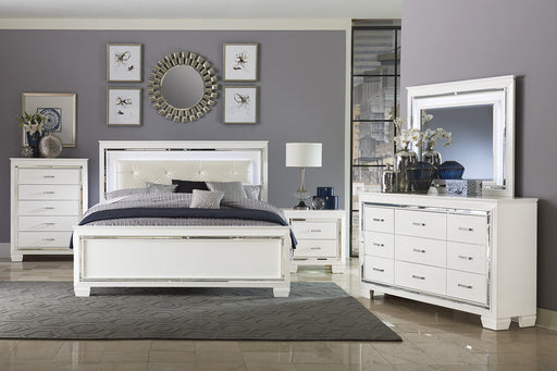 Allura White LED Upholstered Panel Bedroom Set - Gate FurnitureBedroom Set