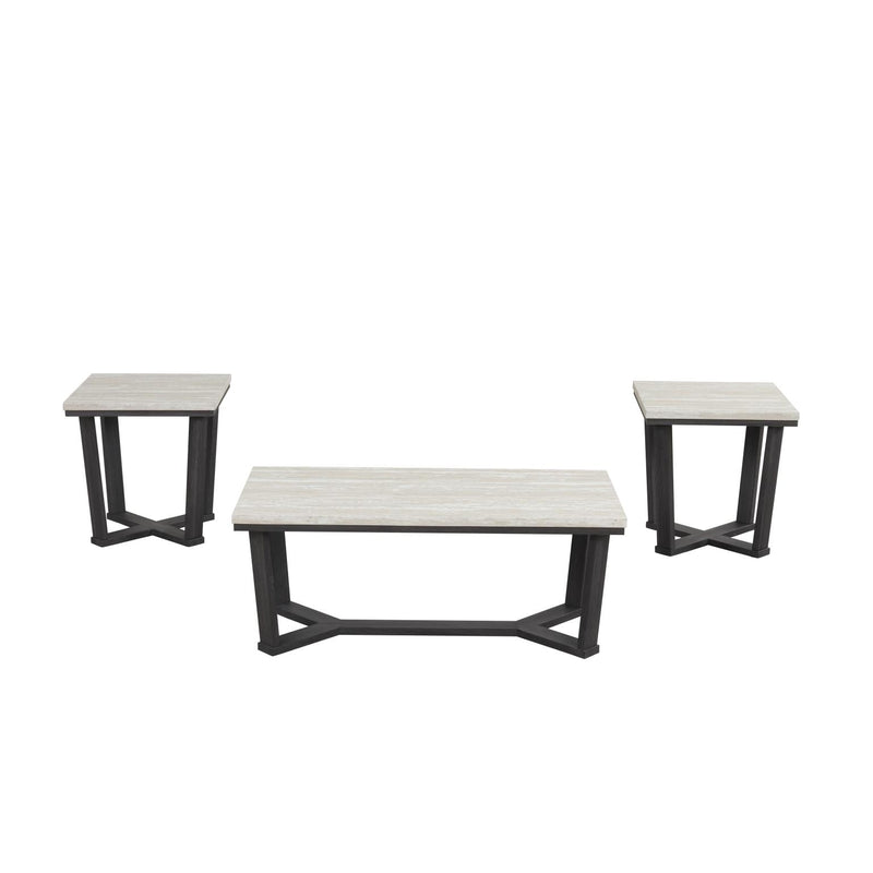 Alora - White & Black 3PC Coffee Table Set - T119-3PC-Set