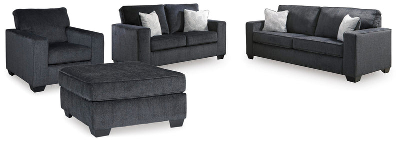 Altari Slate Queen Sofa Sleeper, Loveseat, Chair and Oversized Ottoman - 87213U12
