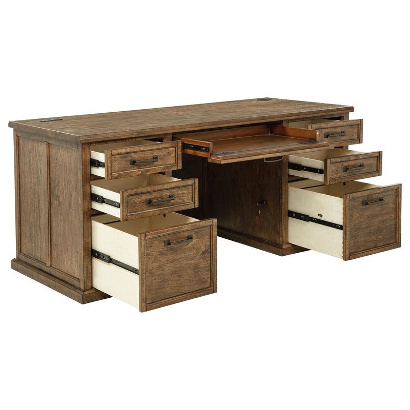 Altidore 68-inch 7-drawer Executive Home Office Desk Distressed Brown - 800795