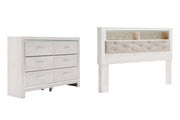 Altyra King Bookcase Headboard Bed with Dresser in White - PKG009484