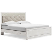 Altyra King Panel Bed with Mirrored Dresser and Chest in White - PKG009427