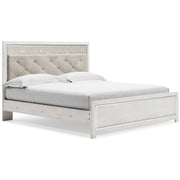 Altyra King Panel Bed with Mirrored Dresser in White - PKG009425