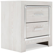 Altyra King Panel Bookcase Bed with Mirrored Dresser and 2 Nightstands in White - PKG009438