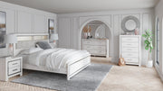 Altyra King Panel Bookcase Bed with Mirrored Dresser and 2 Nightstands in White - PKG009438