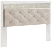 Altyra King Panel Headboard Bed with Mirrored Dresser, Chest and 2 Nightstands in White - PKG009477