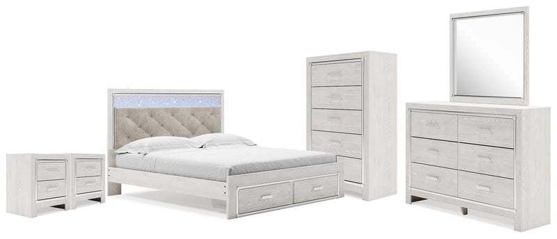 Altyra King Platform Storage Bed, Dresser, Mirror, Chest and 2 Nightstands - B2640B79