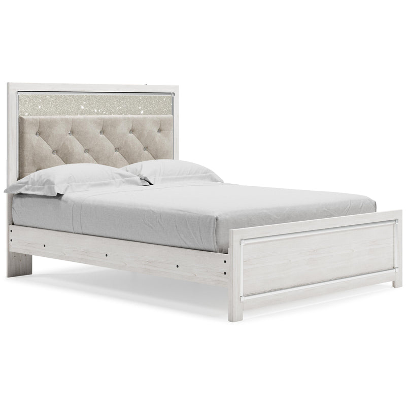 Altyra Queen Panel Bed with Mirrored Dresser and 2 Nightstands in White - PKG009420