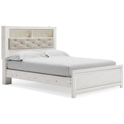 Altyra Queen Panel Bookcase Bed with Mirrored Dresser and 2 Nightstands in White - PKG009432