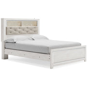Altyra Queen Panel Bookcase Bed with Mirrored Dresser, Chest and 2 Nightstands in White from Ashley - Luna Furniture
