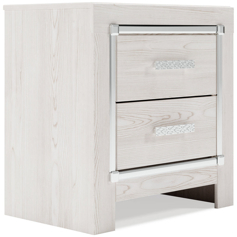 Altyra Queen Panel Bookcase Bed with Mirrored Dresser, Chest and Nightstand in White from Ashley - Luna Furniture