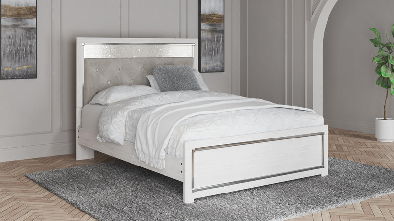Altyra Queen Upholstered Panel Bed, Dresser and Mirror - B2640B15