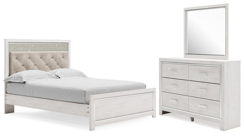 Altyra Queen Upholstered Panel Bed, Dresser and Mirror - B2640B15