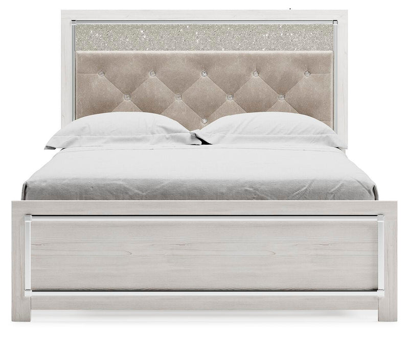 Altyra Queen Upholstered Panel Bed, Dresser and Mirror - B2640B15