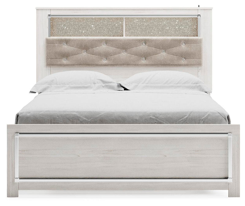 Altyra Queen Upholstered Panel Bed, Dresser and Mirror - B2640B25