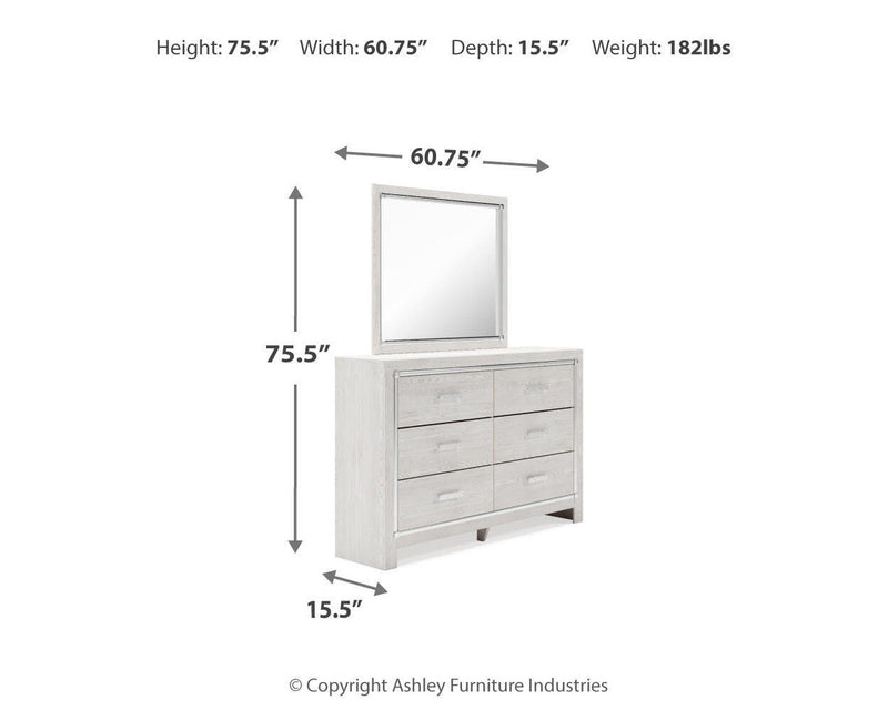 Altyra Queen Upholstered Panel Bed, Dresser and Mirror - B2640B25