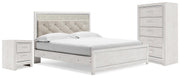 Altyra White King Panel Bed, Chest and 2 Nightstands - B2640B61