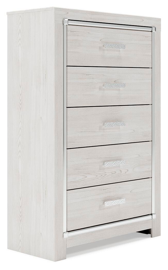 Altyra White King Panel Bed, Chest and 2 Nightstands - B2640B61
