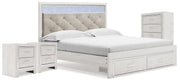 Altyra White King Storage Bed, Chest and 2 Nightstands - B2640B67