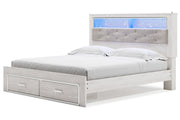 Altyra White King Upholstered Bookcase Bed with Storage - Gate FurnitureKing Bed