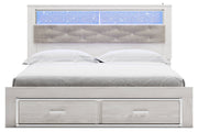 Altyra White King Upholstered Bookcase Bed with Storage - Gate FurnitureKing Bed