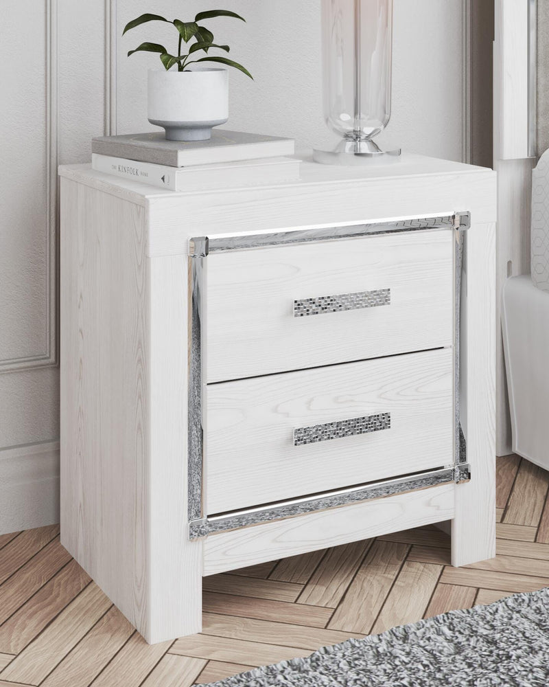 Altyra White King Upholstered Storage Bed, Dresser, Mirror and 2 Nightstands - B2640B37