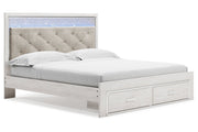 Altyra White King Upholstered Storage Bed - Gate FurnitureKing Bed
