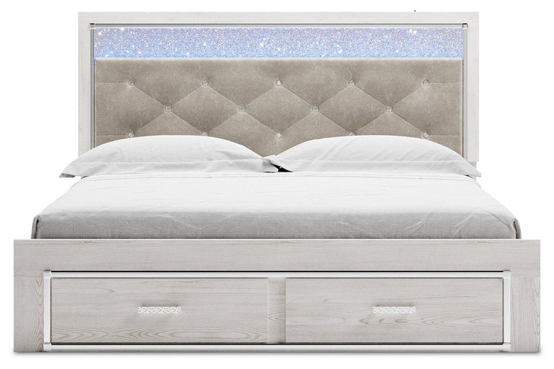 Altyra White King Upholstered Storage Bed - Gate FurnitureKing Bed