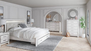 Altyra White LED Bookcase Upholstered Footboard Storage Platform Bedroom Set - Gate FurnitureBedroom Set