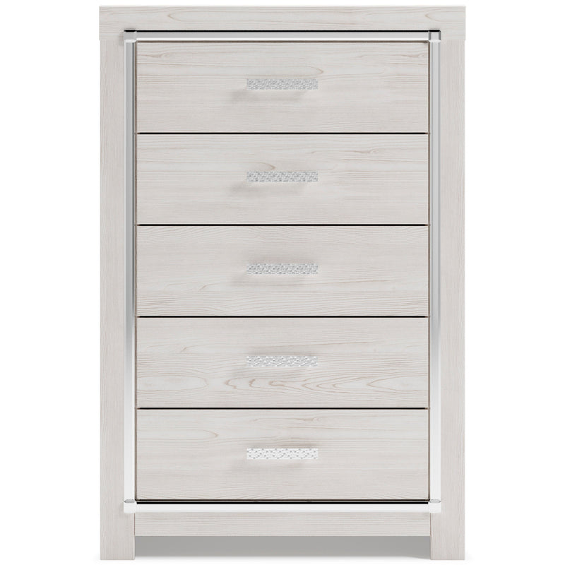 Altyra White LED Bookcase Upholstered Panel Bedroom Set - Gate FurnitureBedroom Set